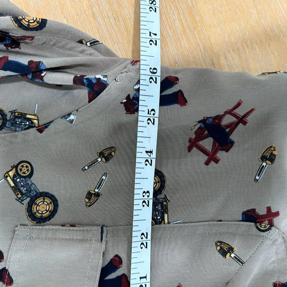 Vintage Phat Farm Shirt Mens XL Tan All Over Print Workwear Tools Streetwear 90s - Picture 10 of 11